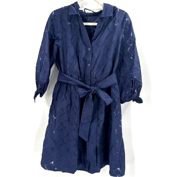 Lilly Pulitzer Women's True Navy Flora Faille Amrita Shirtdress Size 8 - Picture 5 of 9